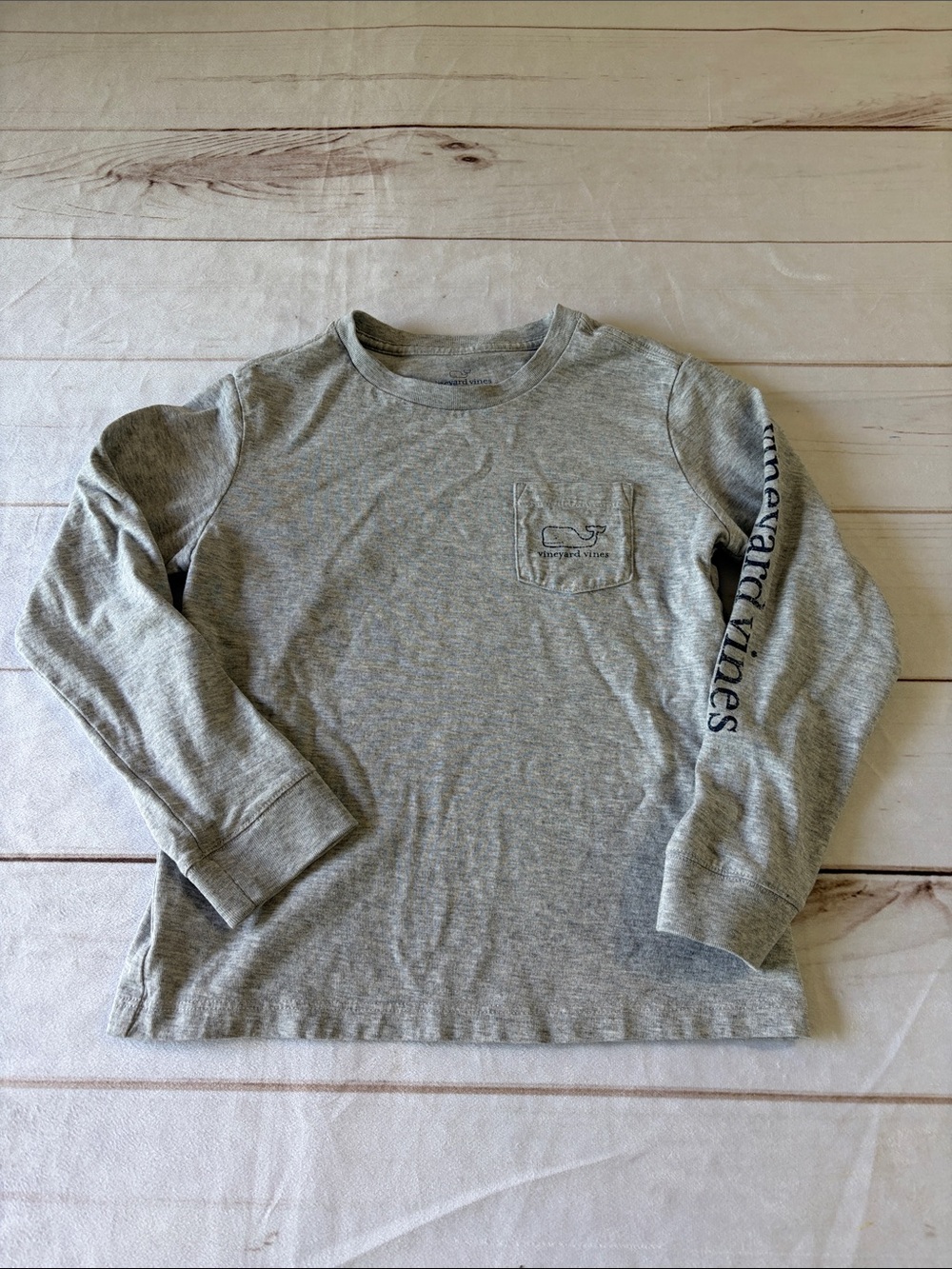 Vineyard Vines Heather Gray Long Sleeve Pocket Tee